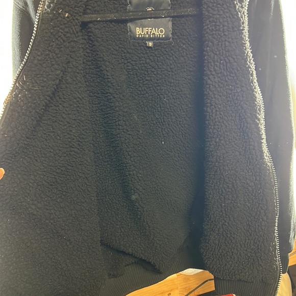 Buffalo David Bitton Zip Up Heavyweight Jacket Hoodie Black Mens Size M Sherpa - Picture 7 of 8